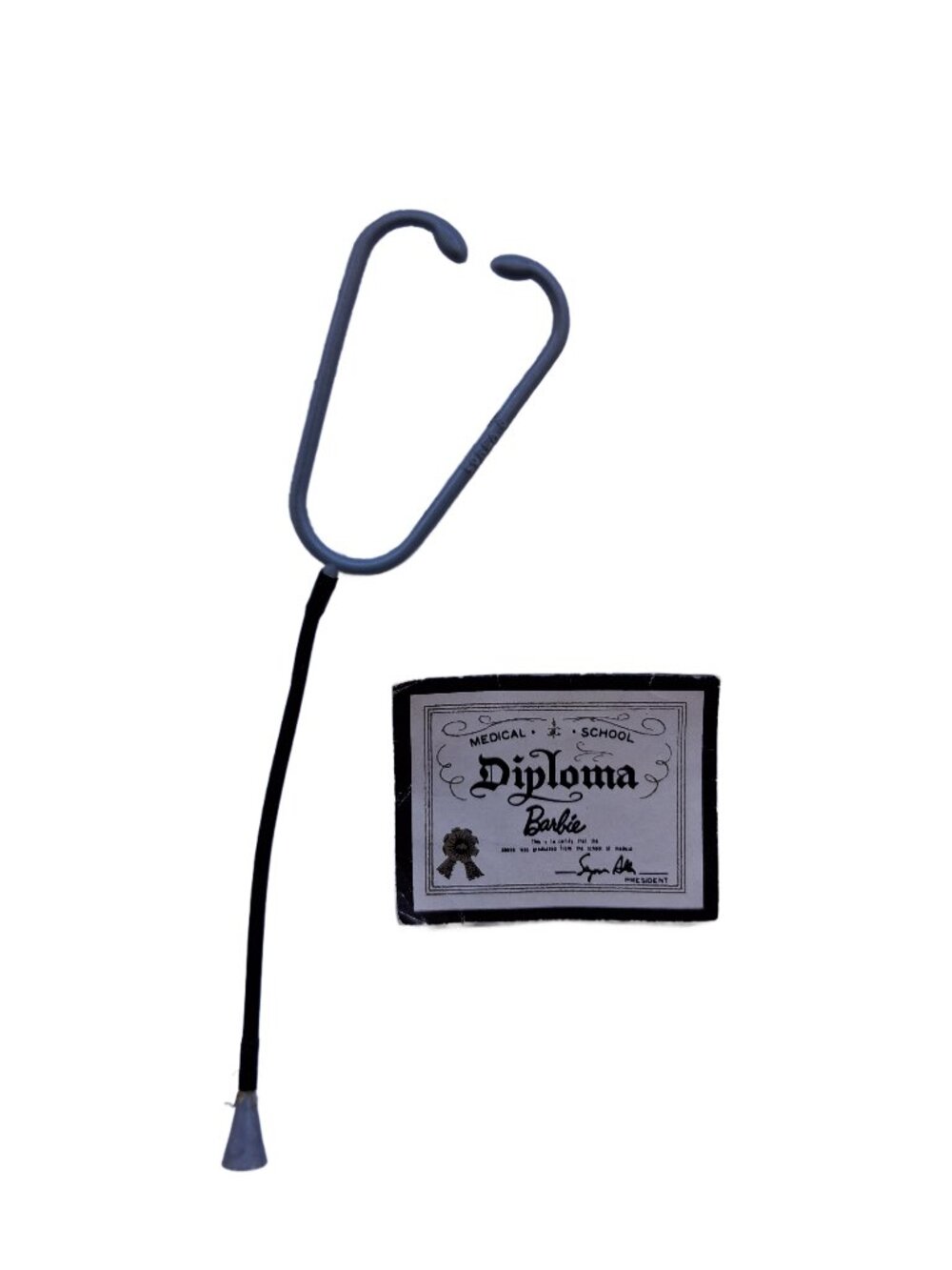 Vintage Barbie Medical Doctor Diploma & Stethoscope